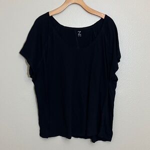 Zella Classic Black Plus Size Cotton Short Sleeve Top